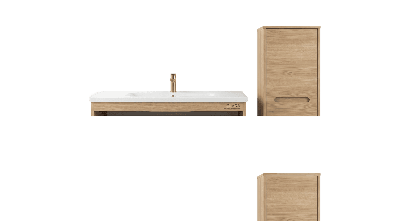Nova vanity and tower in oak